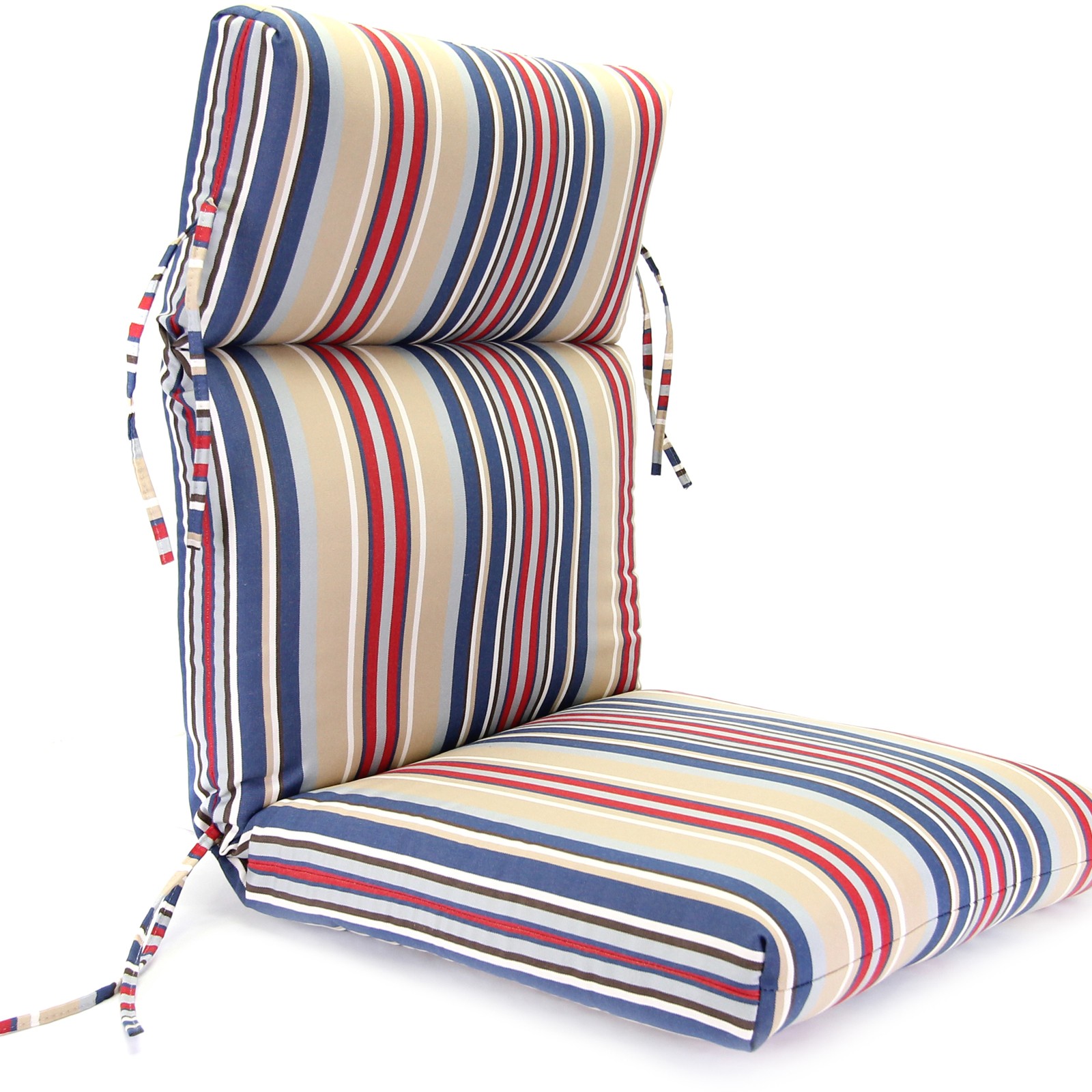 Jordan Manufacturing Jordan Manufacturing Outdura High Back 22 in. Dining Chair Cushion, Blueridge Stripe, Outdura Acrylic