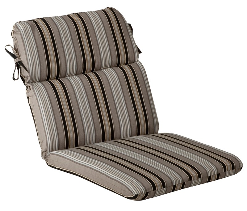 Outdoor Patio Furniture High Back Chair Cushion - Black and Tan Striped Voyage