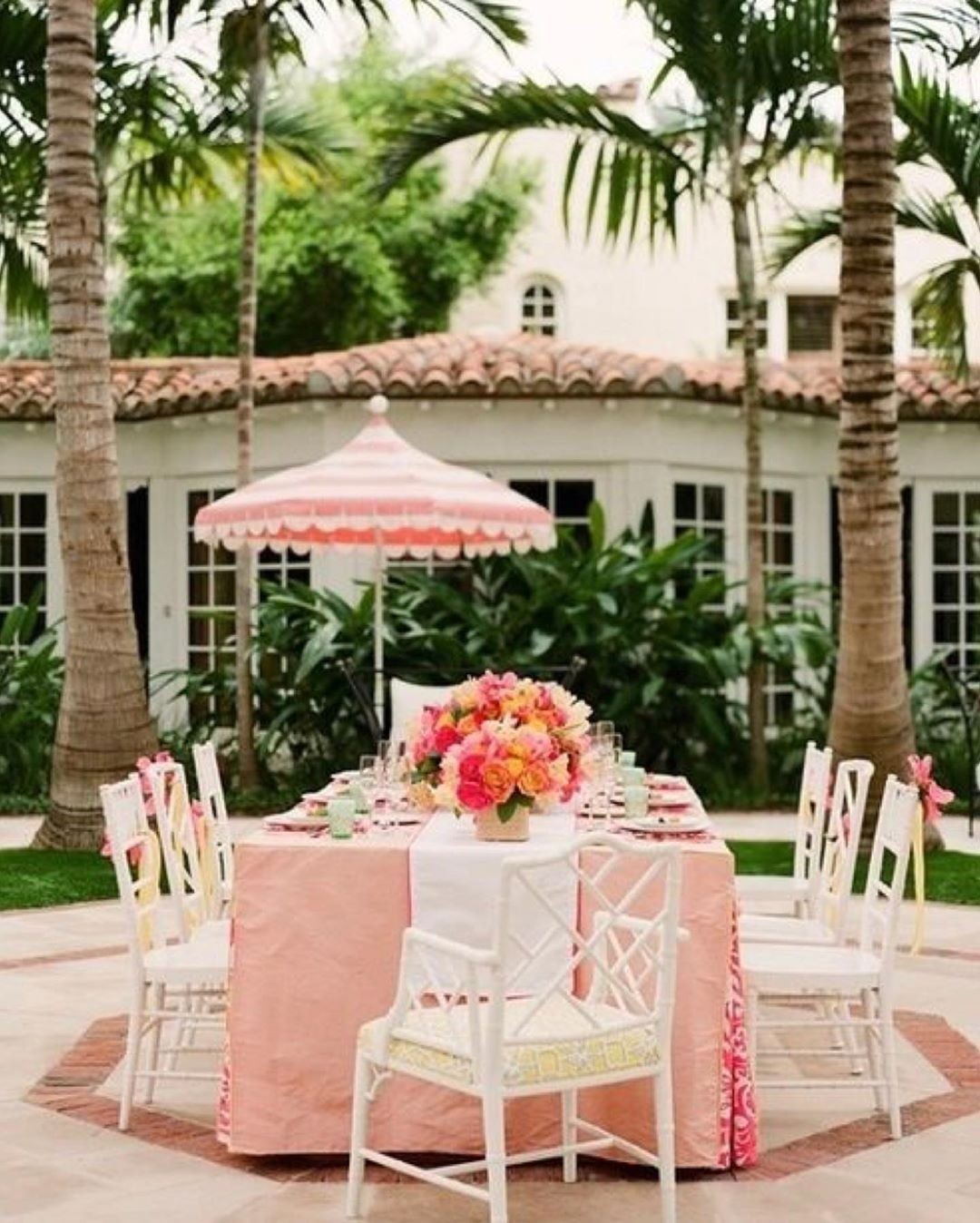 Pink patio umbrella