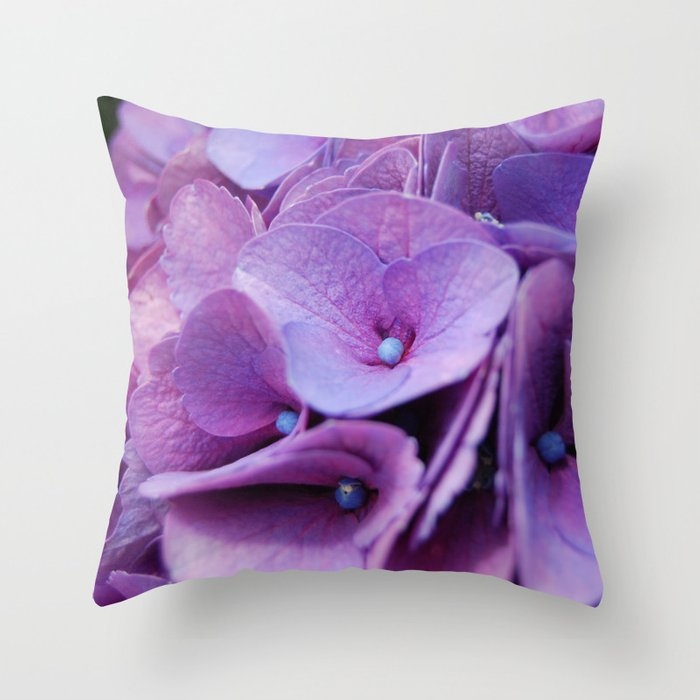Purple hydrangea photo pillow home decor