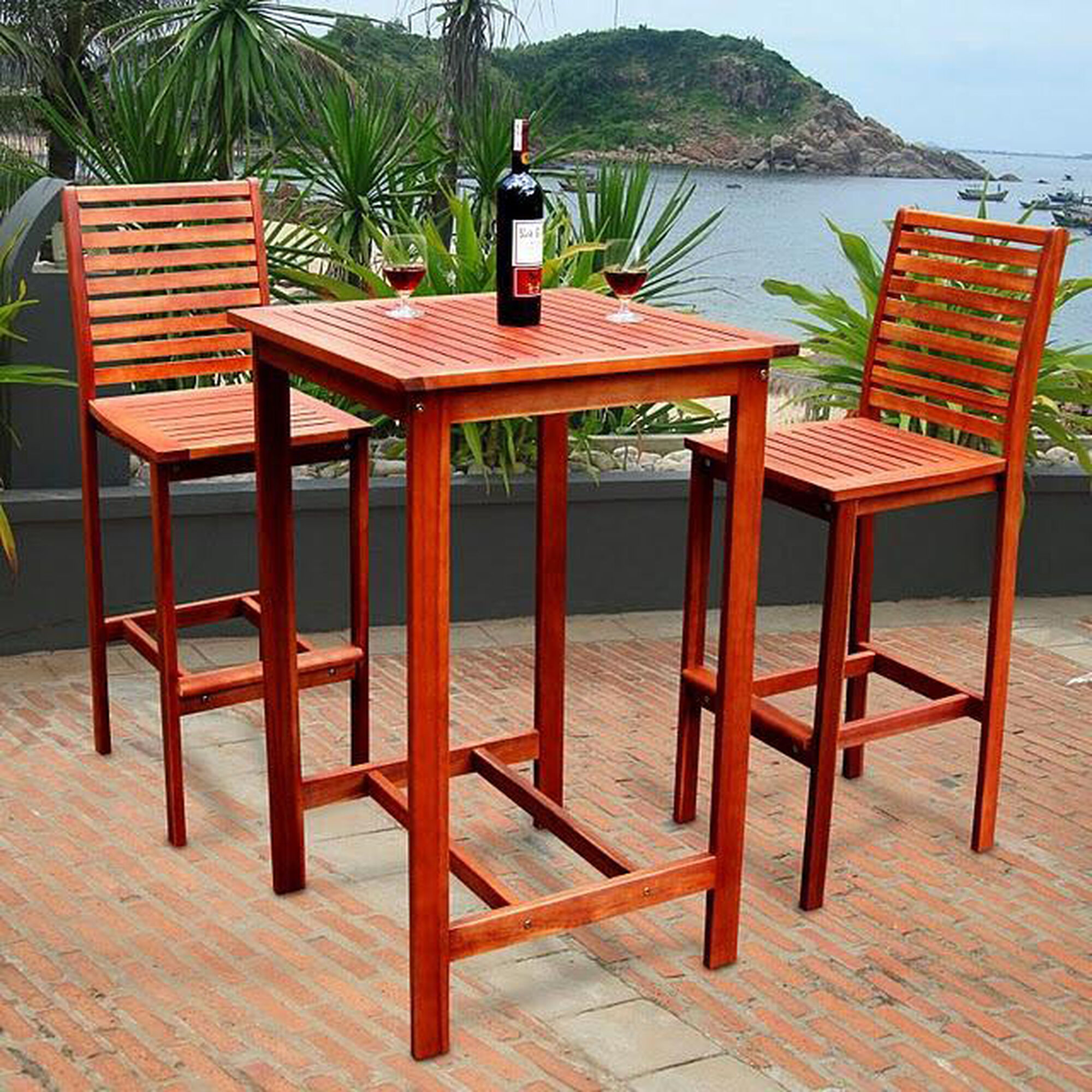 patio high top table and 2 chairs