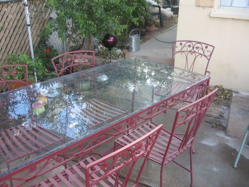 Vintage wrought iron patio set table