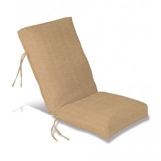 Weather-Resistant Outdoor Classic Highback Chair Cushion with Ties, 46" x 20"; hinged 19" from the bottom, in Beige