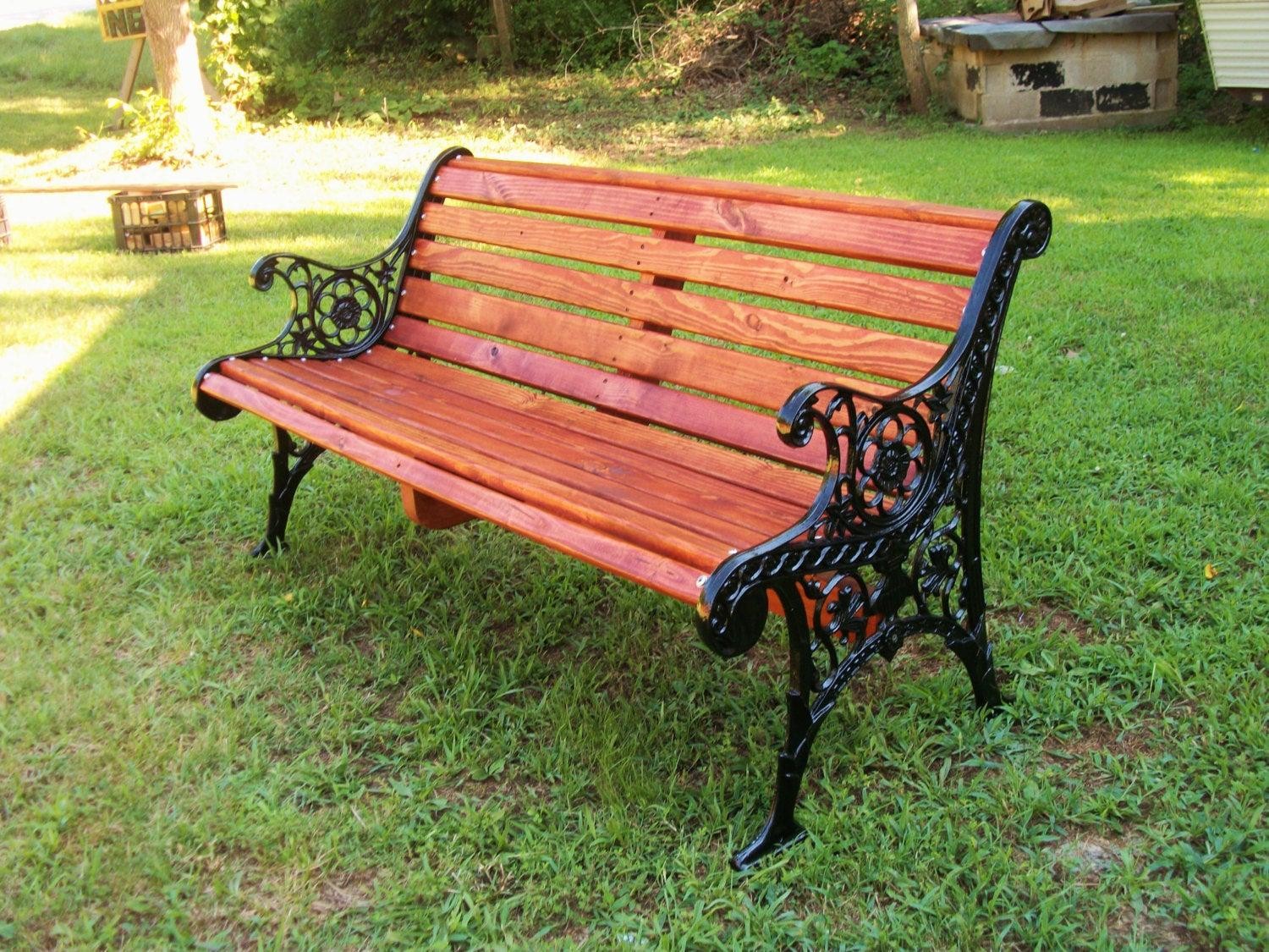 for Porches Cast Iron Frames and Anticorrosive Solid Wood Decorative Seats Outdoor Park Benches with Backrests and Armrests Wooden Slatted Garden Terrace Benches Entrance Benches