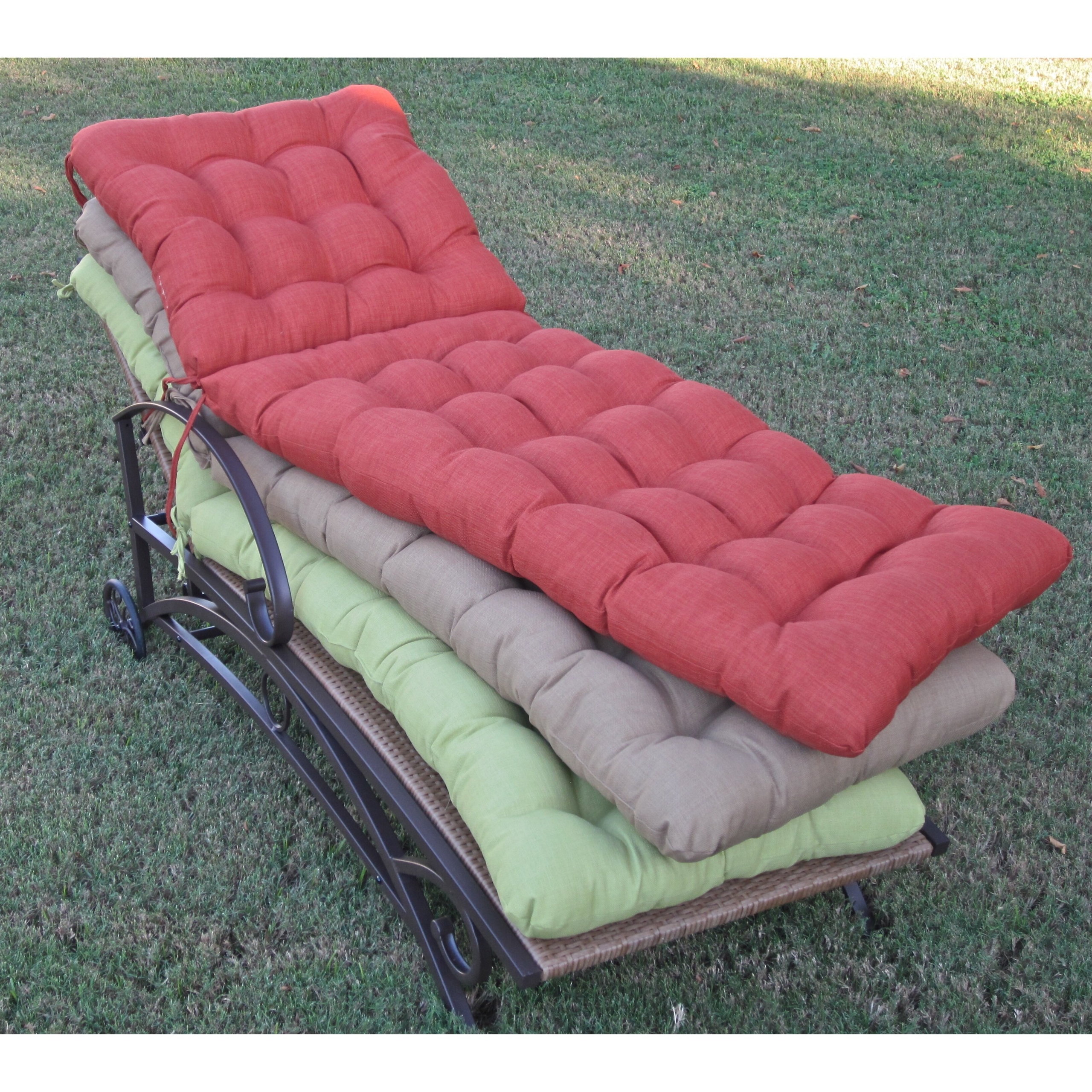 All-Weather UV-Resistant Tufted Patio Chaise Lounge Cushion
