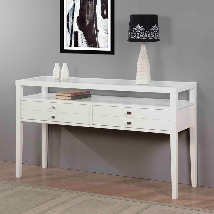 white gloss console table with storage