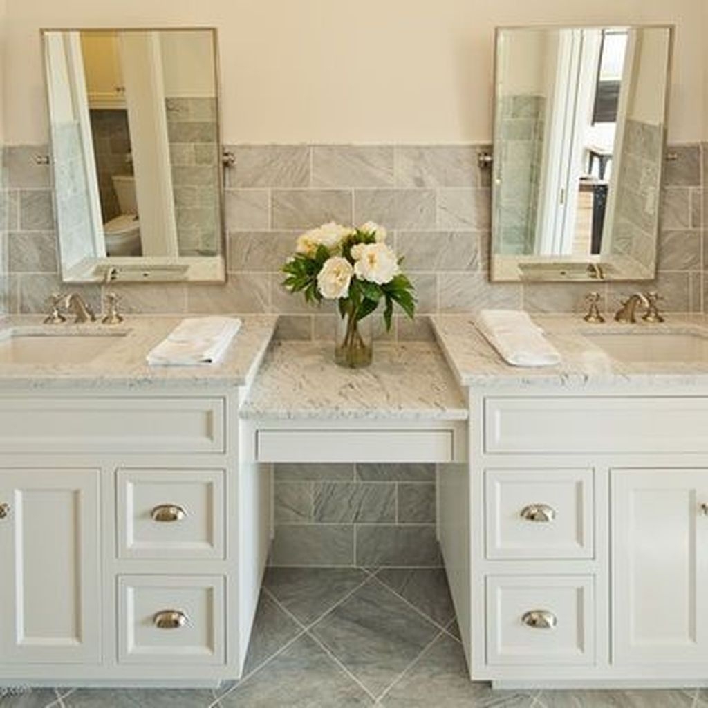 Double Sink Vanities with Makeup Area - Foter