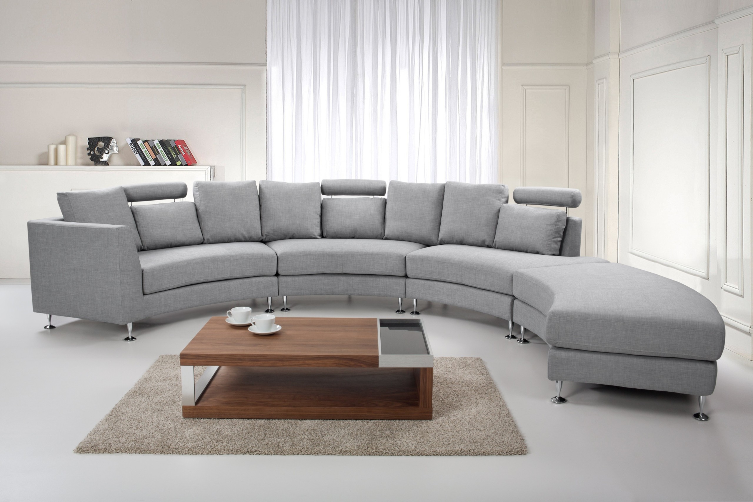 Beliani 11508 Rotunde Round Modern Sectional Upholstered Sofa, Grey