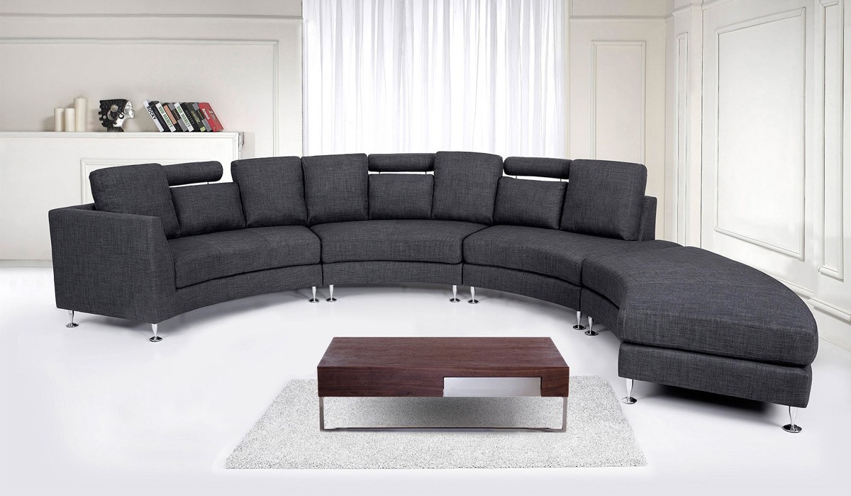 Beliani 11510 Rotunde Round Modern Sectional Upholstered Sofa, Grey