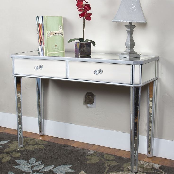 Best Choice Products® Mirrored Console Table Vanity Desk Mirror Glam 2 Drawers Home Furniture