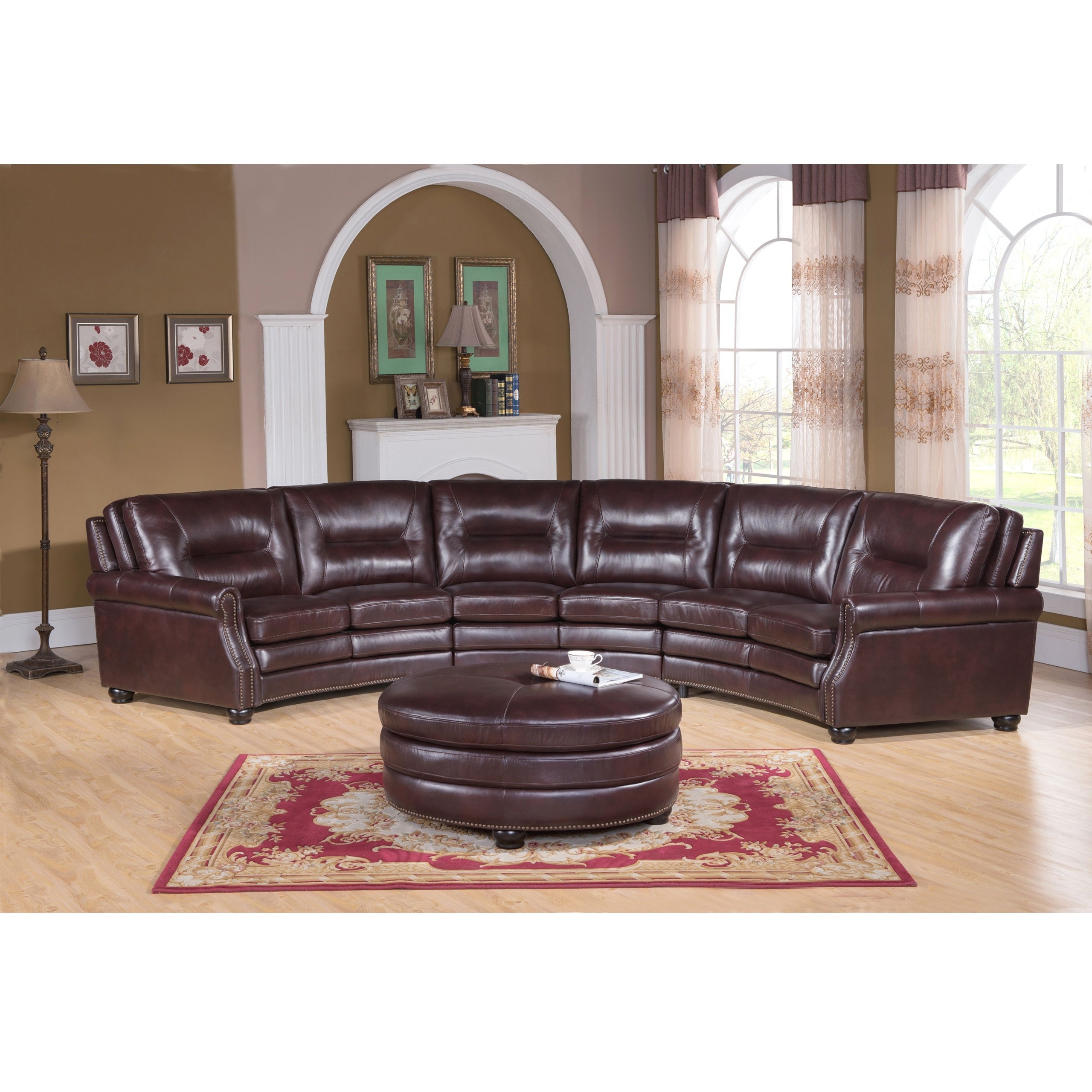 Curved best sale leather lounge