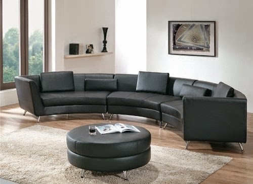 Curved leather sectionals