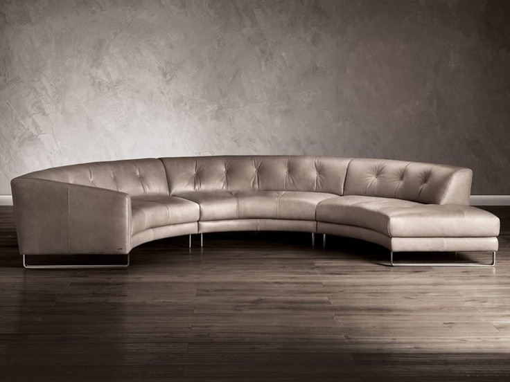 Curved leather sofa