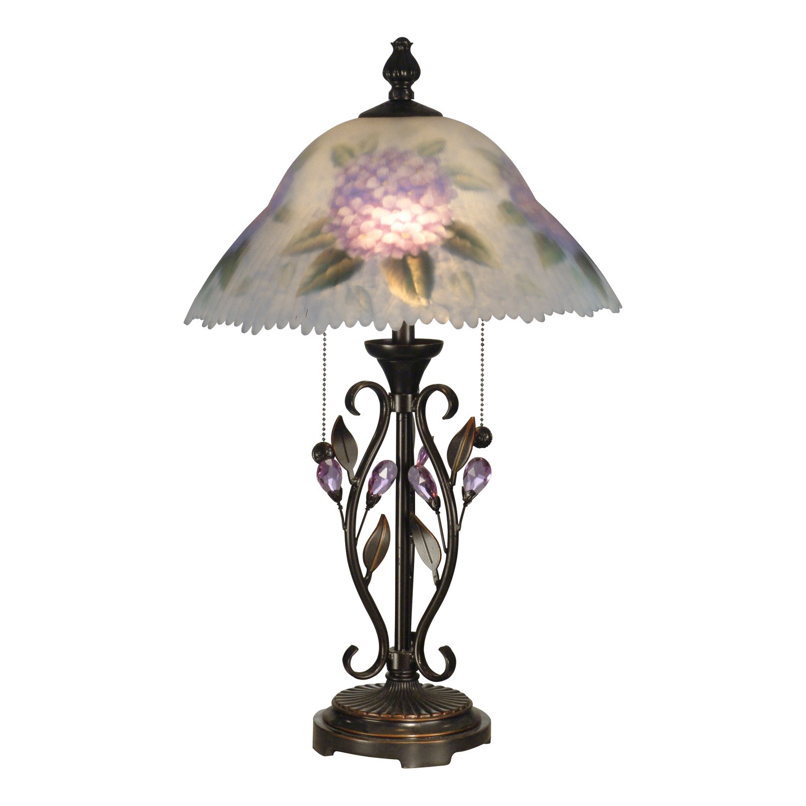 Dale Tiffany TT10796 Hand Painted Purple Flower Table Lamp, Antique Golden Sand