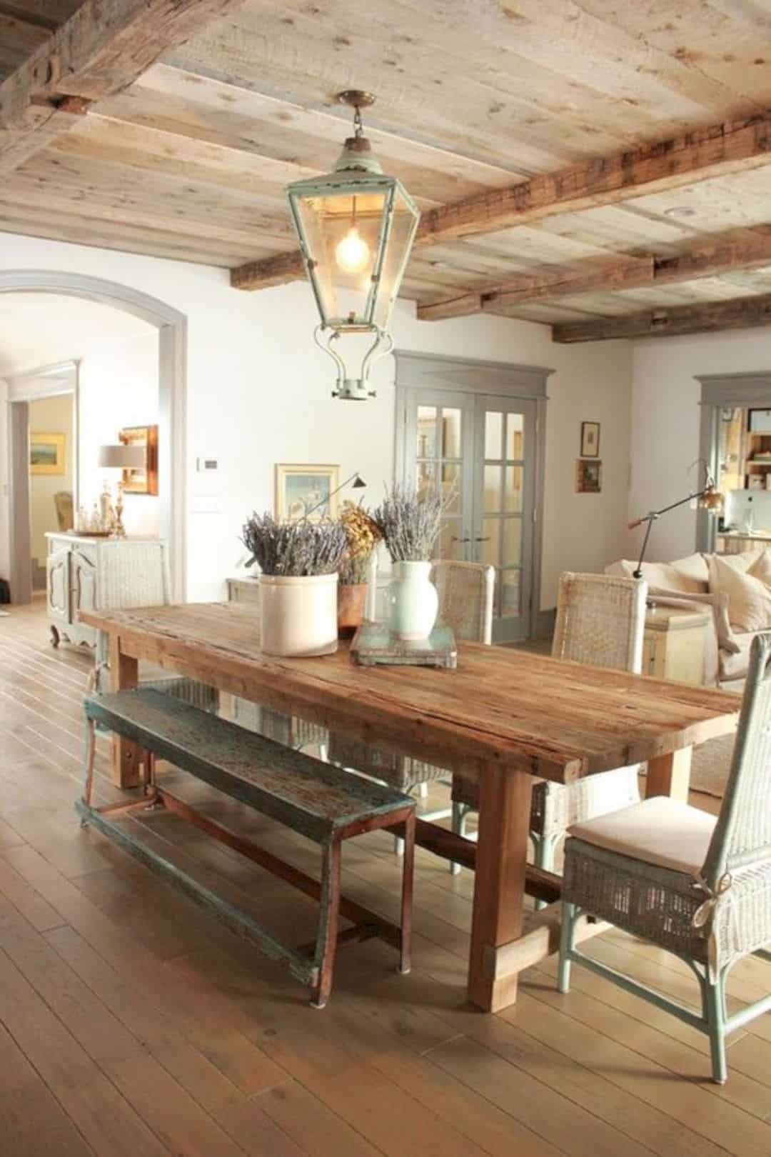 long wooden kitchen table