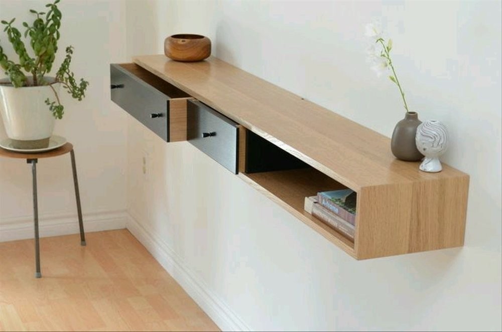 Hallway floating deals shelf with drawers