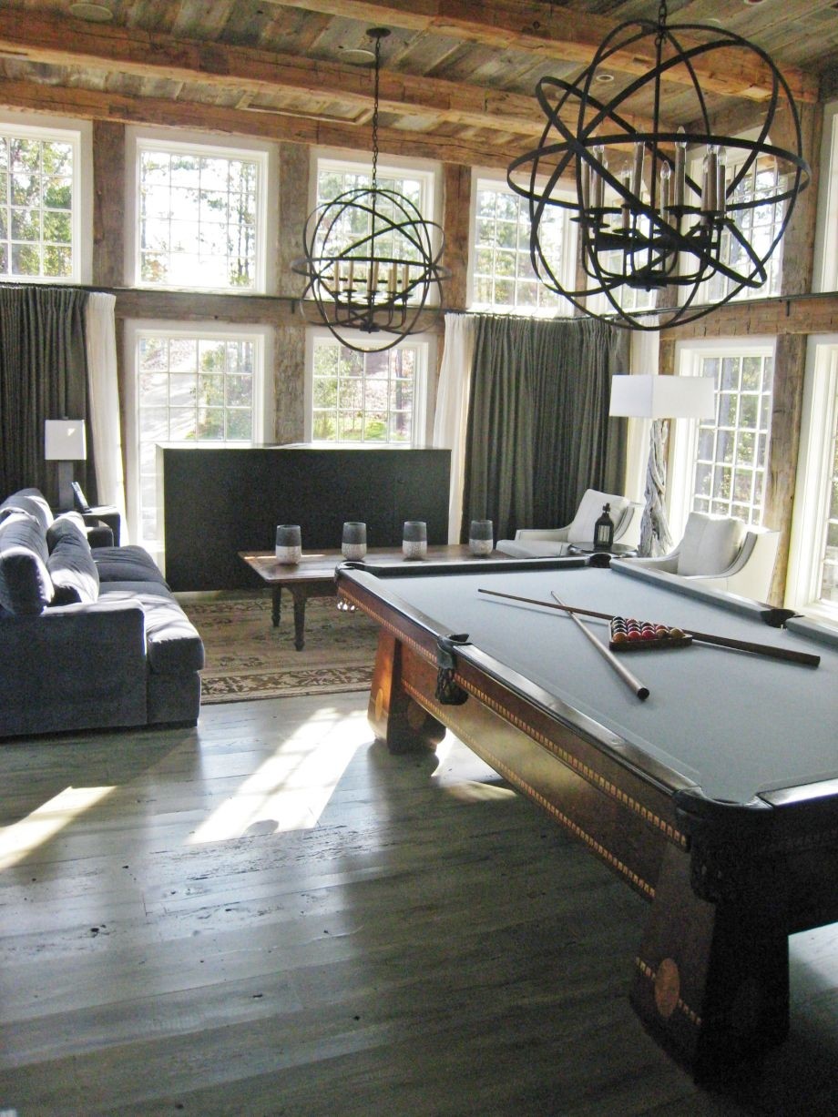 Game room non traditional lighting for a pool table