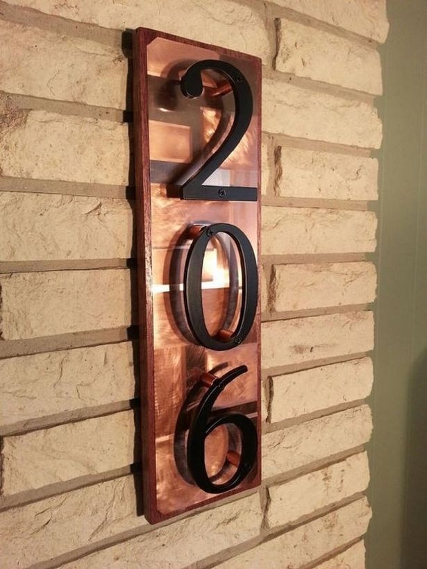 House numbers address plaque copper on