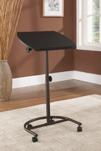 Kings Brand Black Metal With Wood Adjustable Laptop Cart Stand / Table