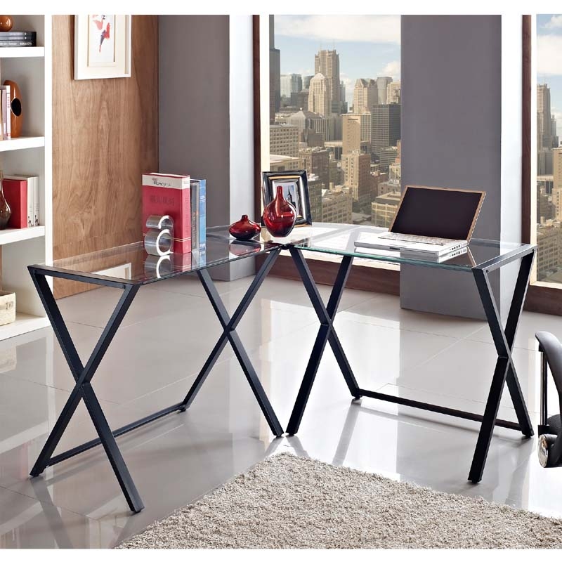 Atrium glass l on sale shaped desk