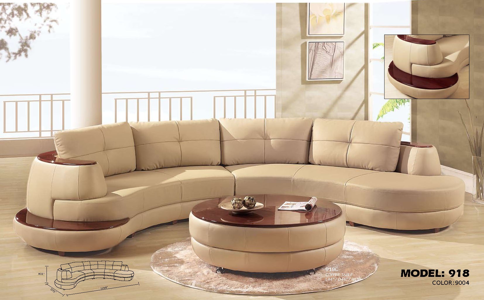 beige modern leather recliner curved sofa