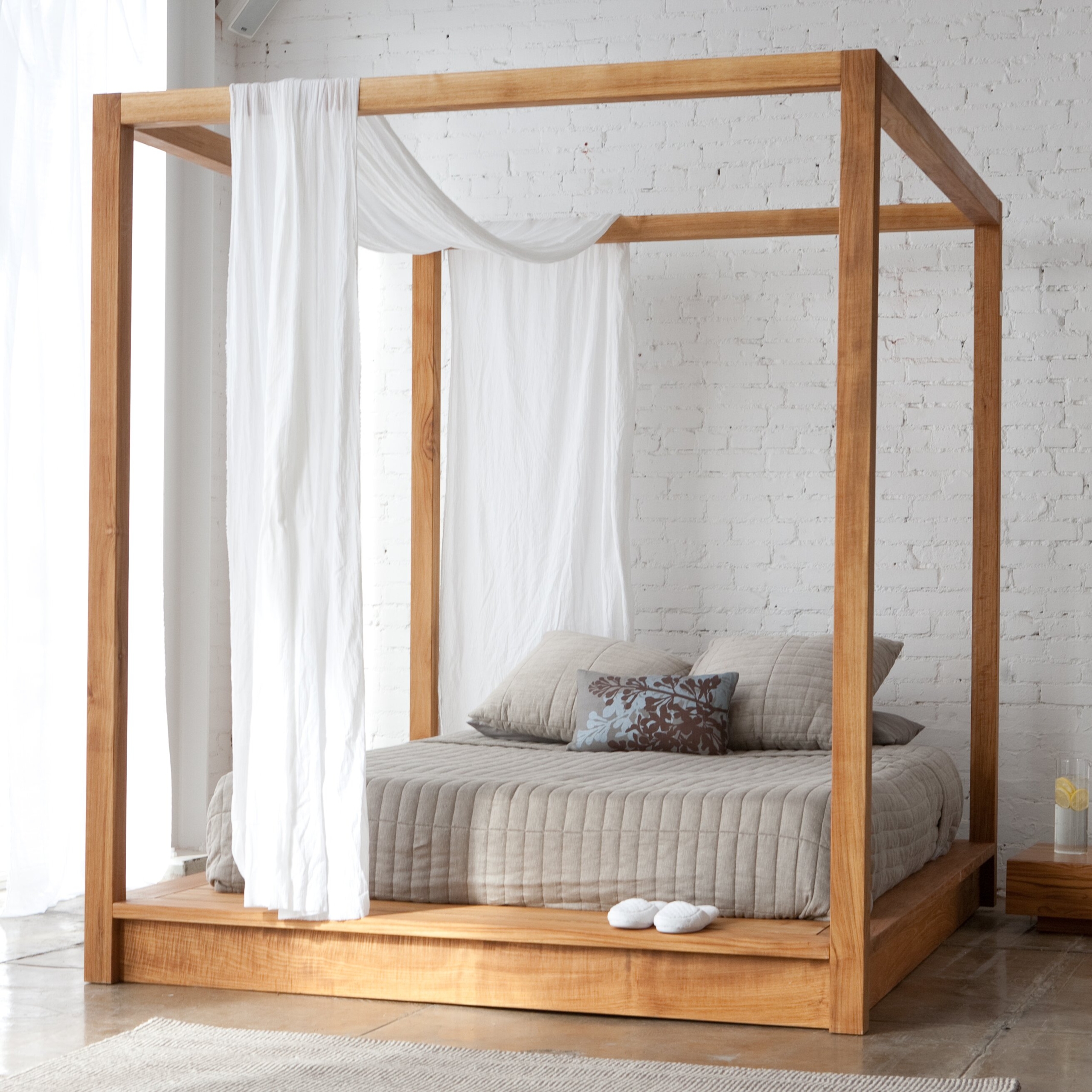 Low platform bed with canopy king size