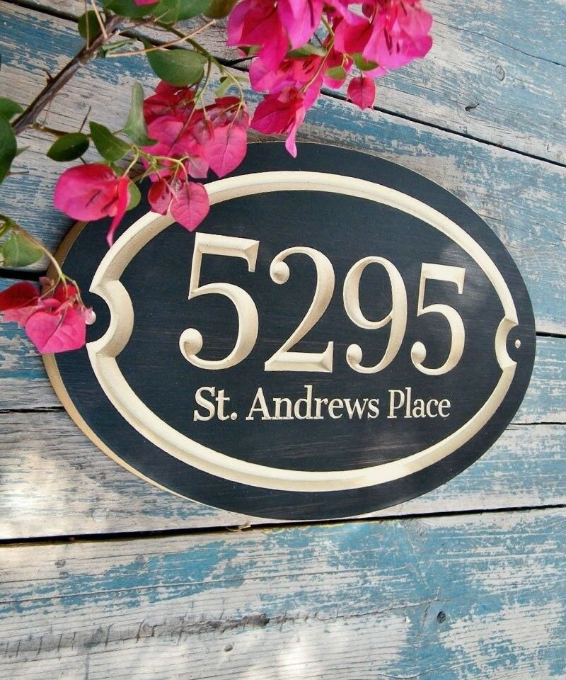 Oval house number engraved plaque number