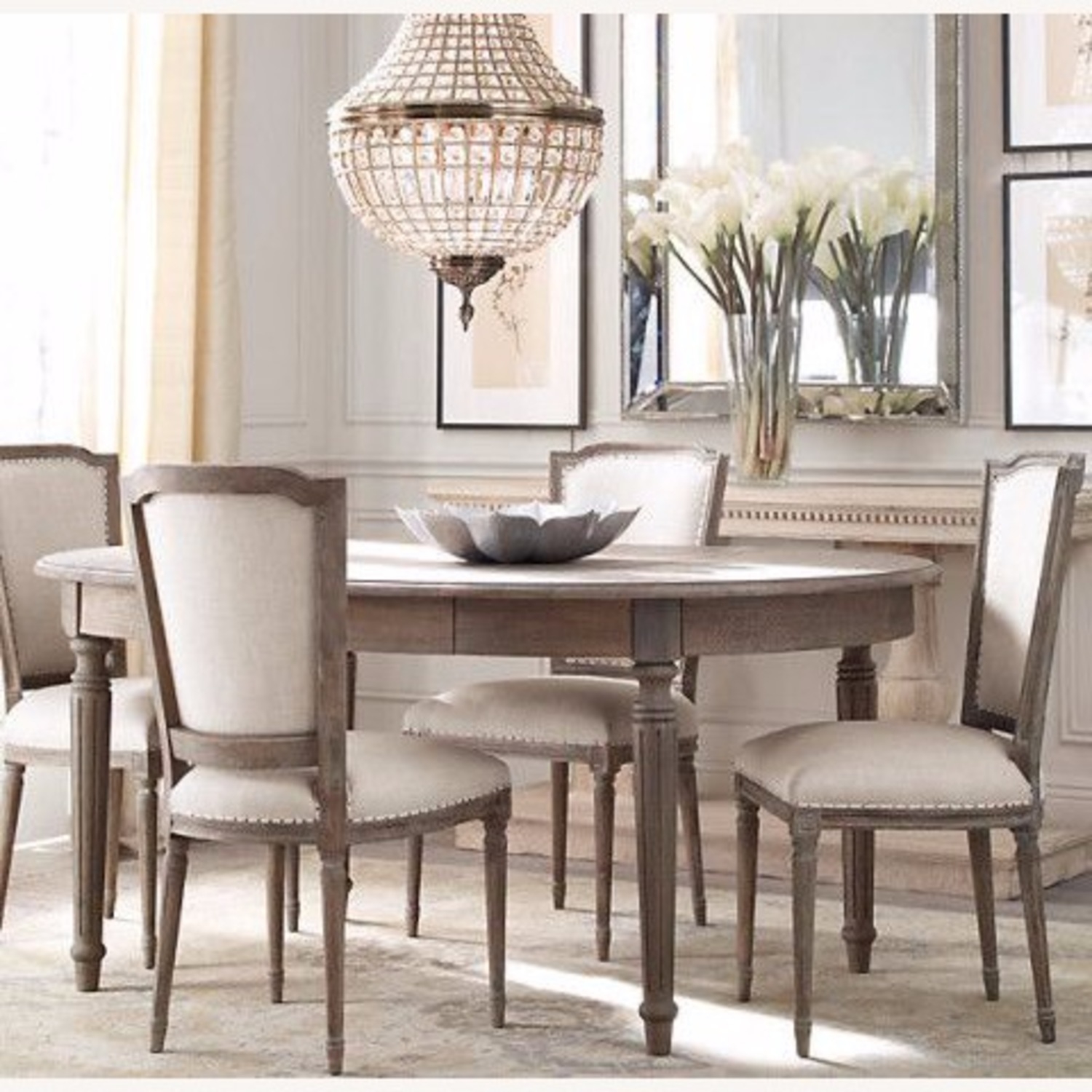Round dining table set with leaf