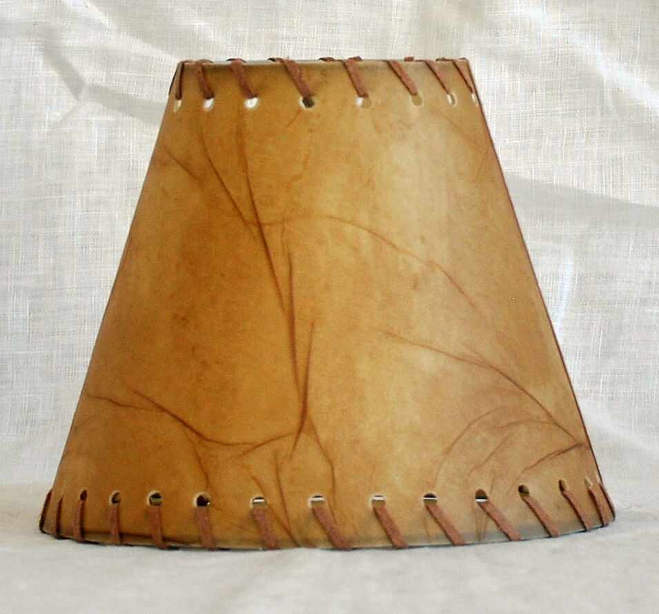 17" Rustic Faux Leather Laced Bell Lamp Shade 