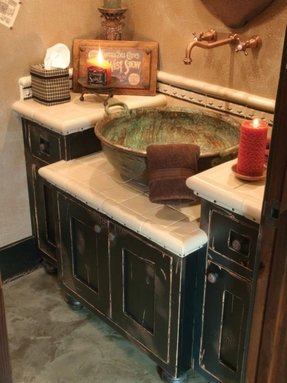 sink vanity base vessel foter sinks bucket rustic