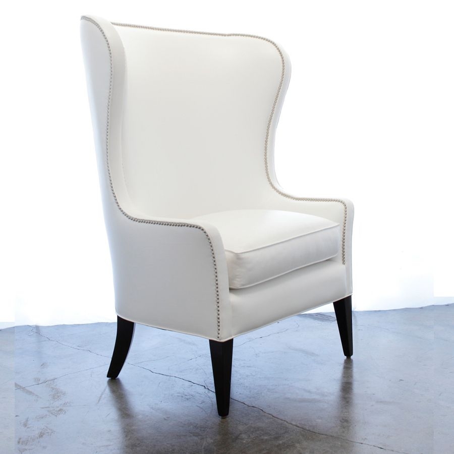 White Leather Wingback Chair - Foter