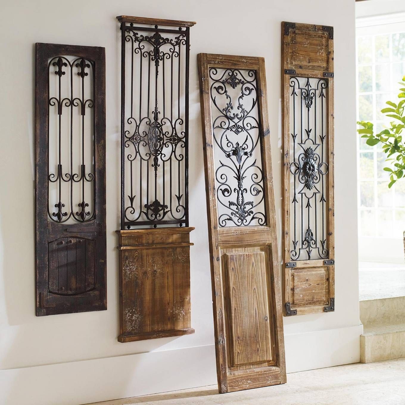 Wood and wrought iron headboards