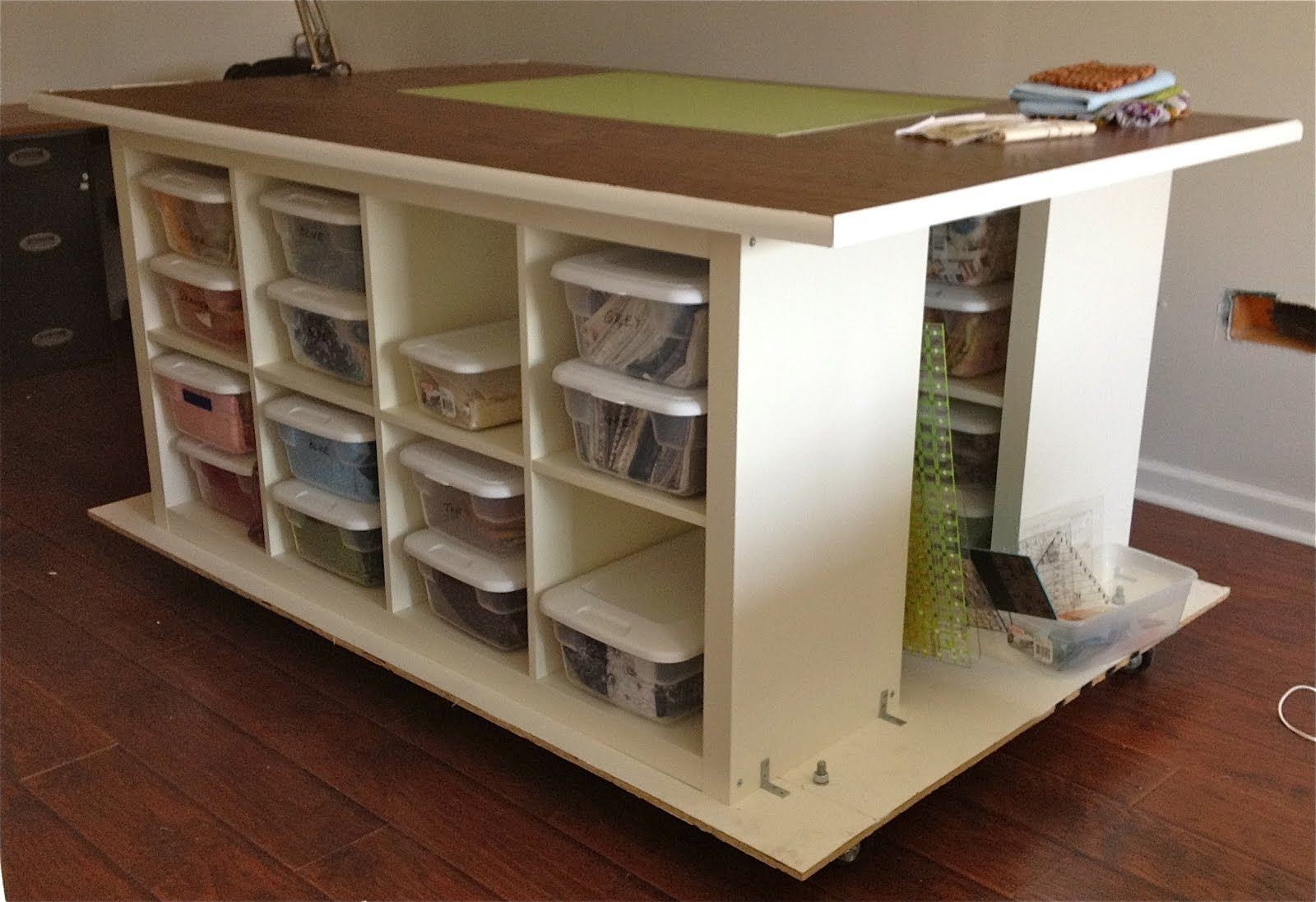 Work tables with storage 1