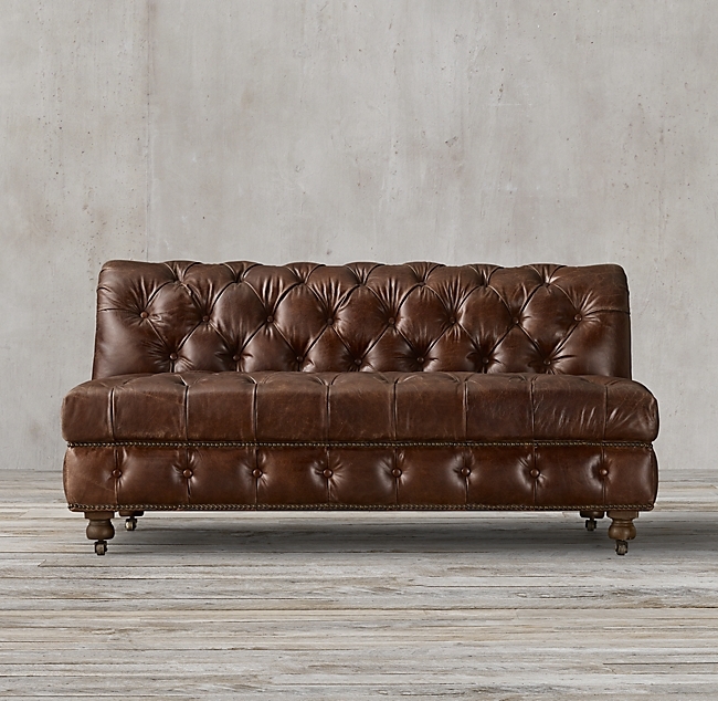 Armless leather sofa