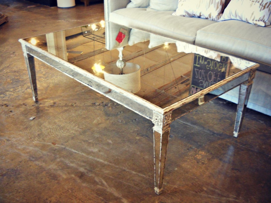 Distressed mirror coffee deals table