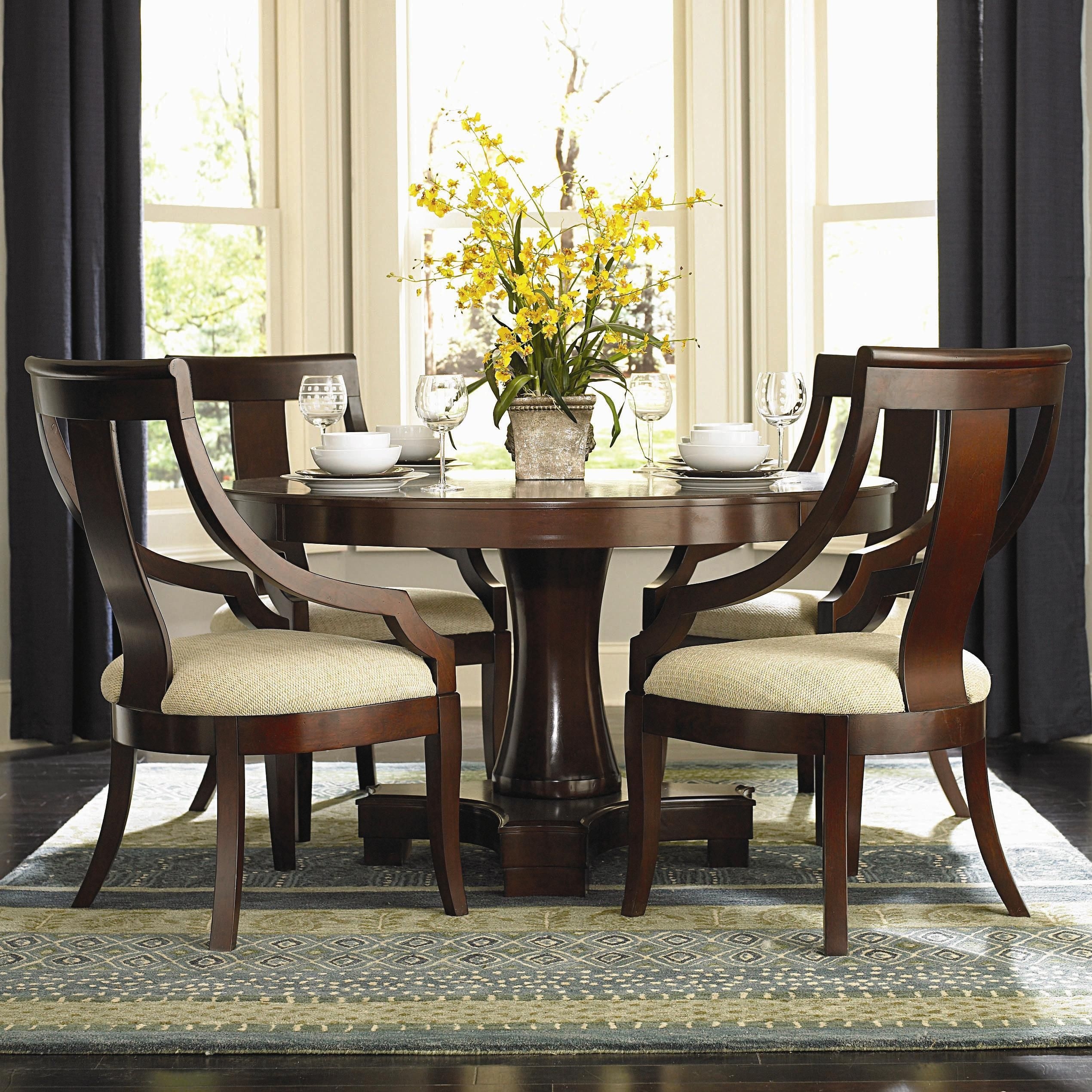 Cherry round dining store table set