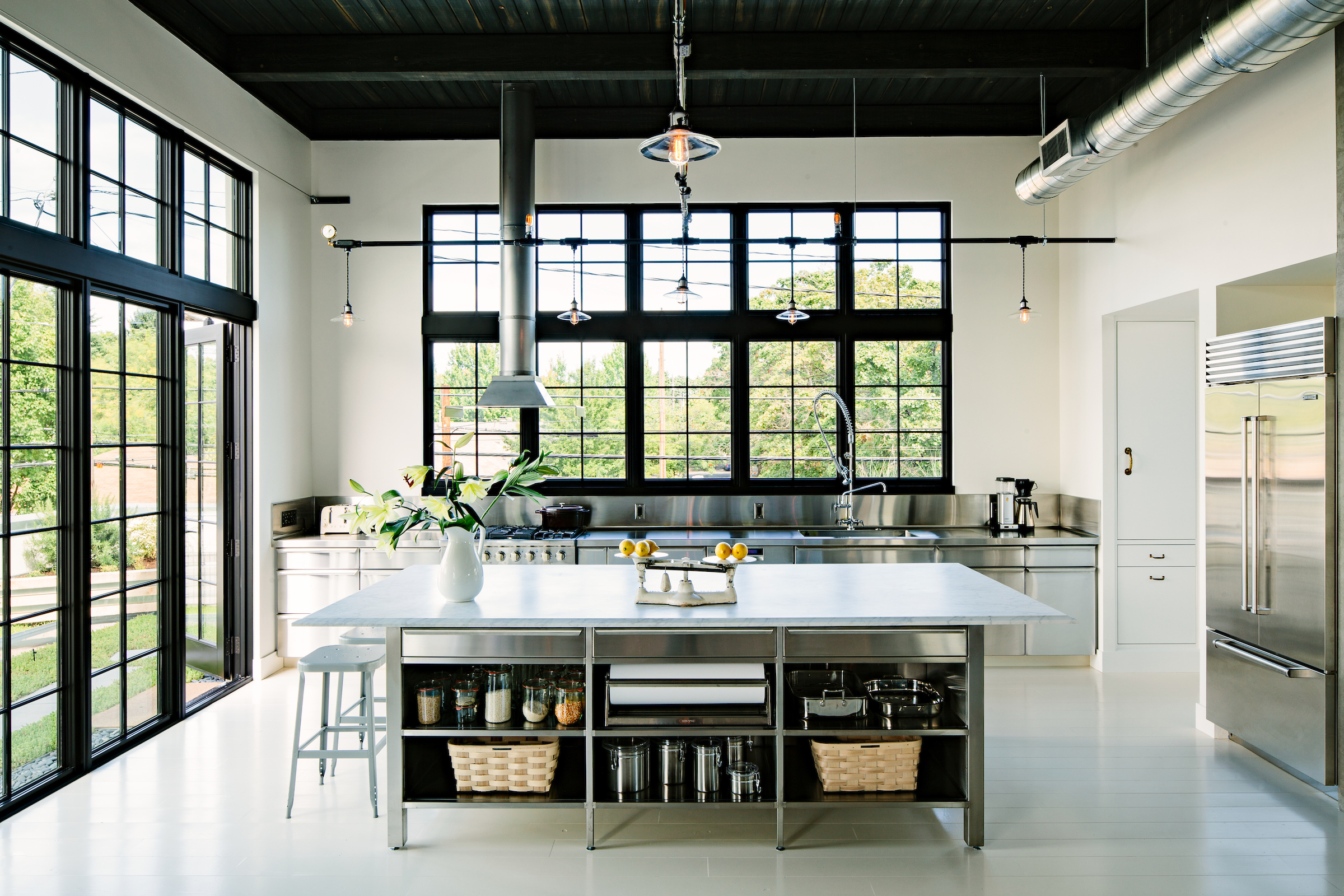 industrial kitchen island with bar