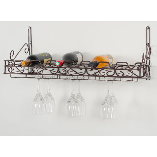 Concept Housewares Metro 8-Bottle Wall Mounted Wine Rack, Chocolate, Metal