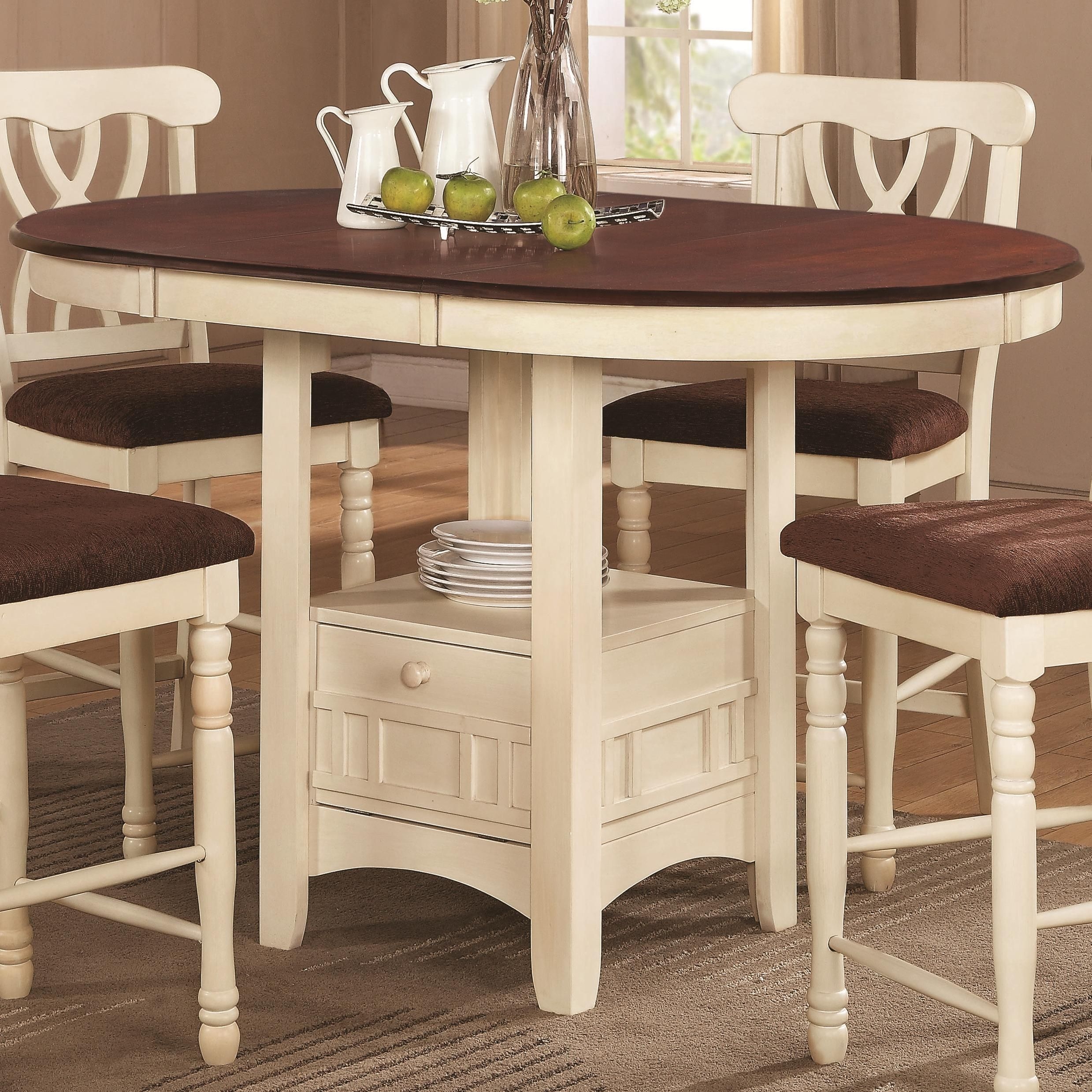 pub style dining table with storage