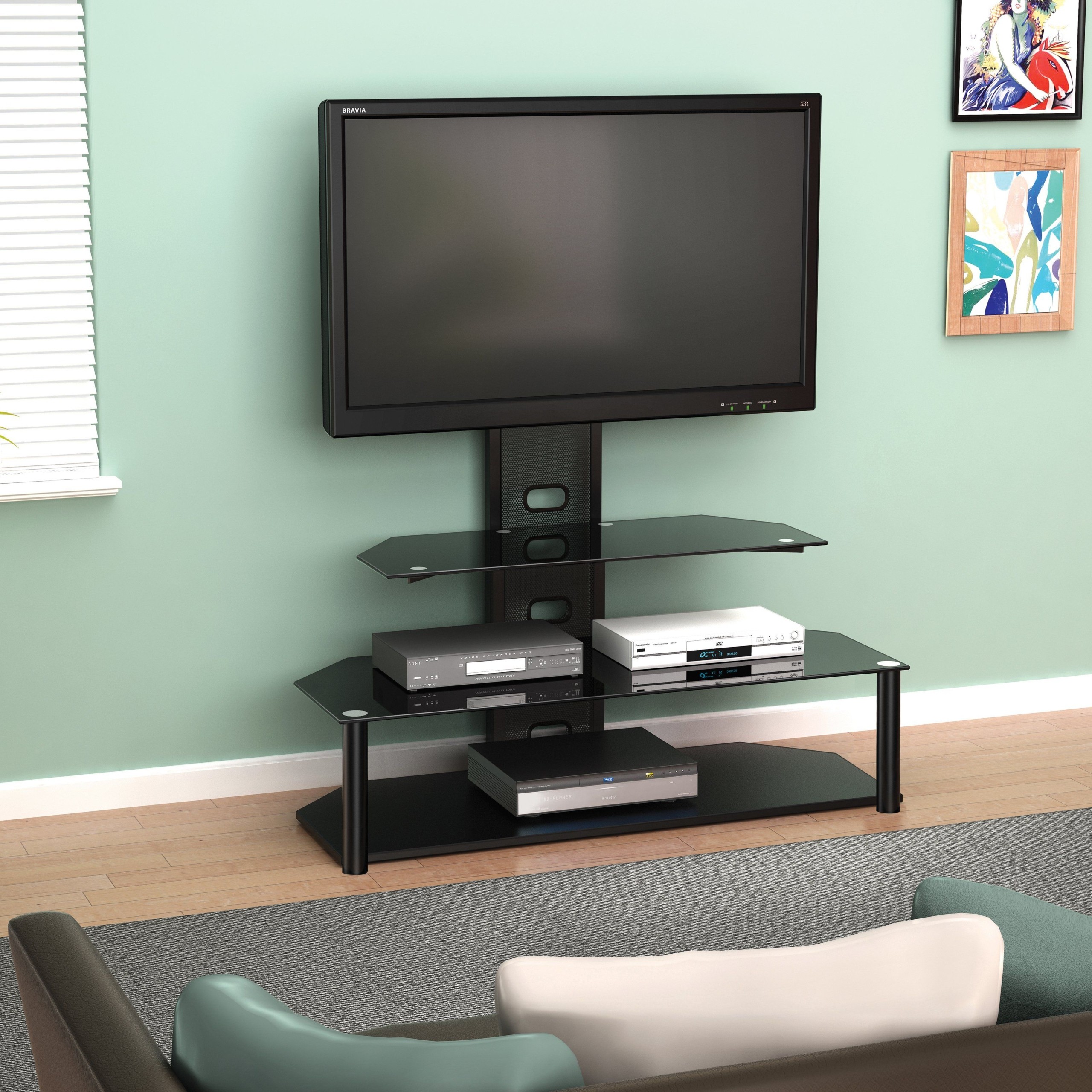 Flat panel tv stands with integrated mount
