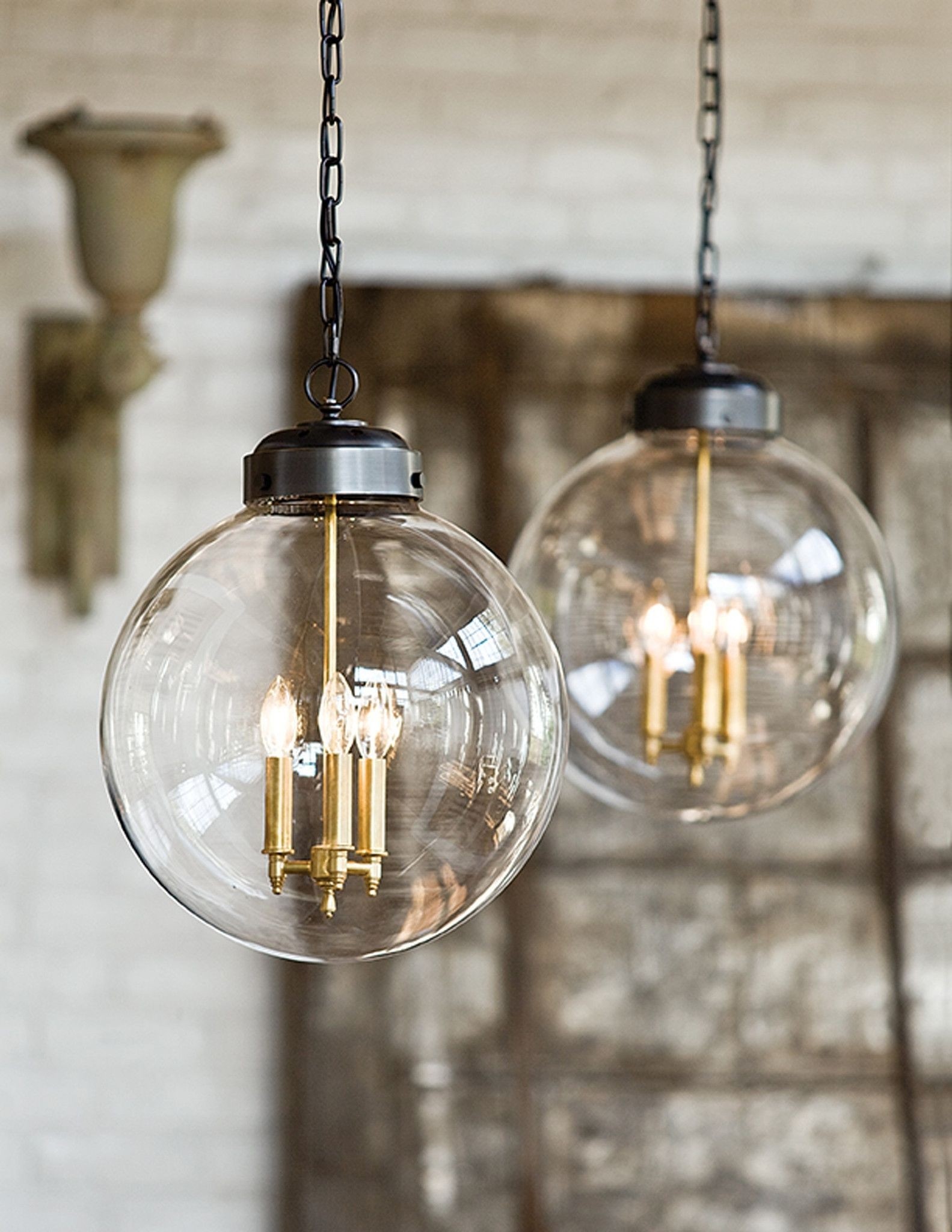 Glass globe pendant lights