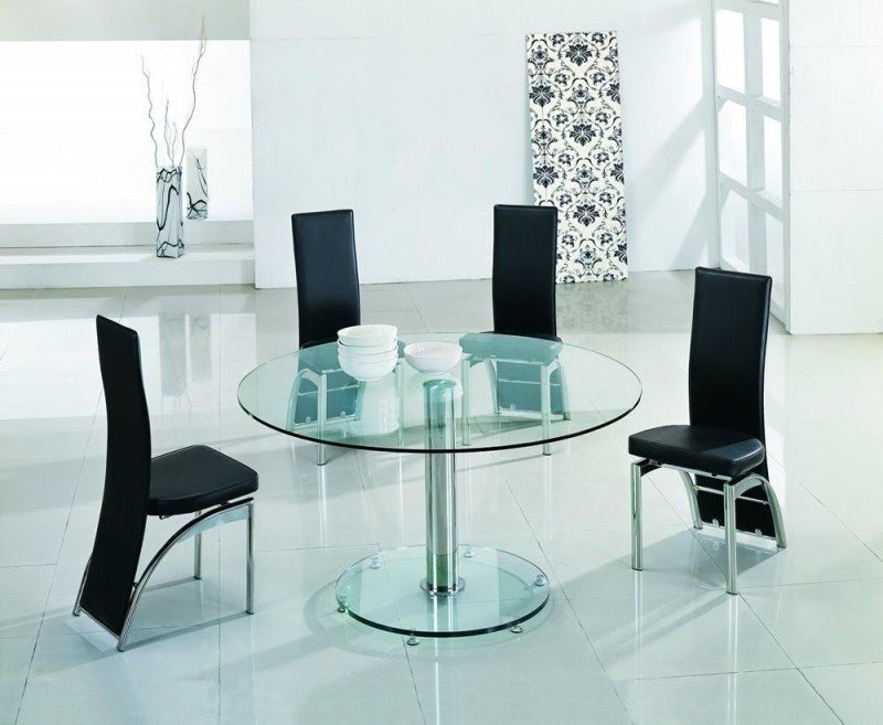 Glass round dining table for 6 4