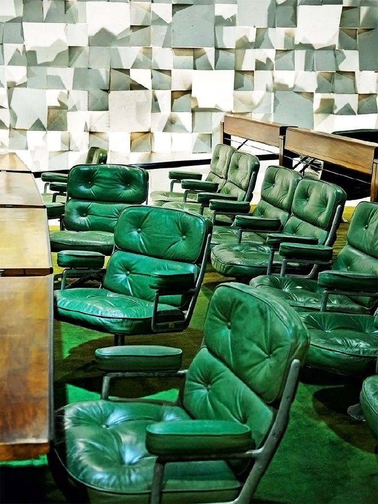 Green leather office chair 2