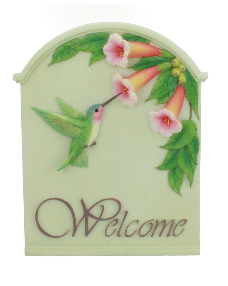 Hummingbird & Trumpet Welcome Sign - Ibis & Orchid Design Collection