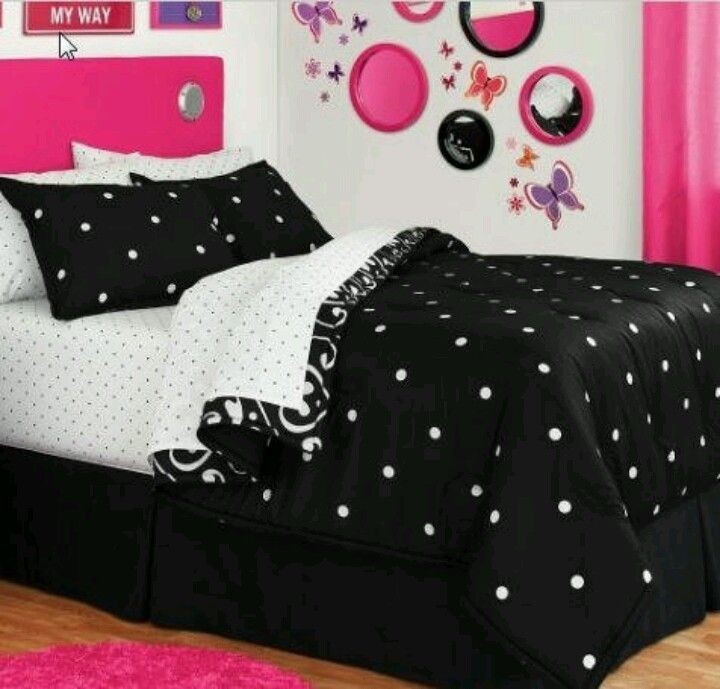 Pink black and white bedding