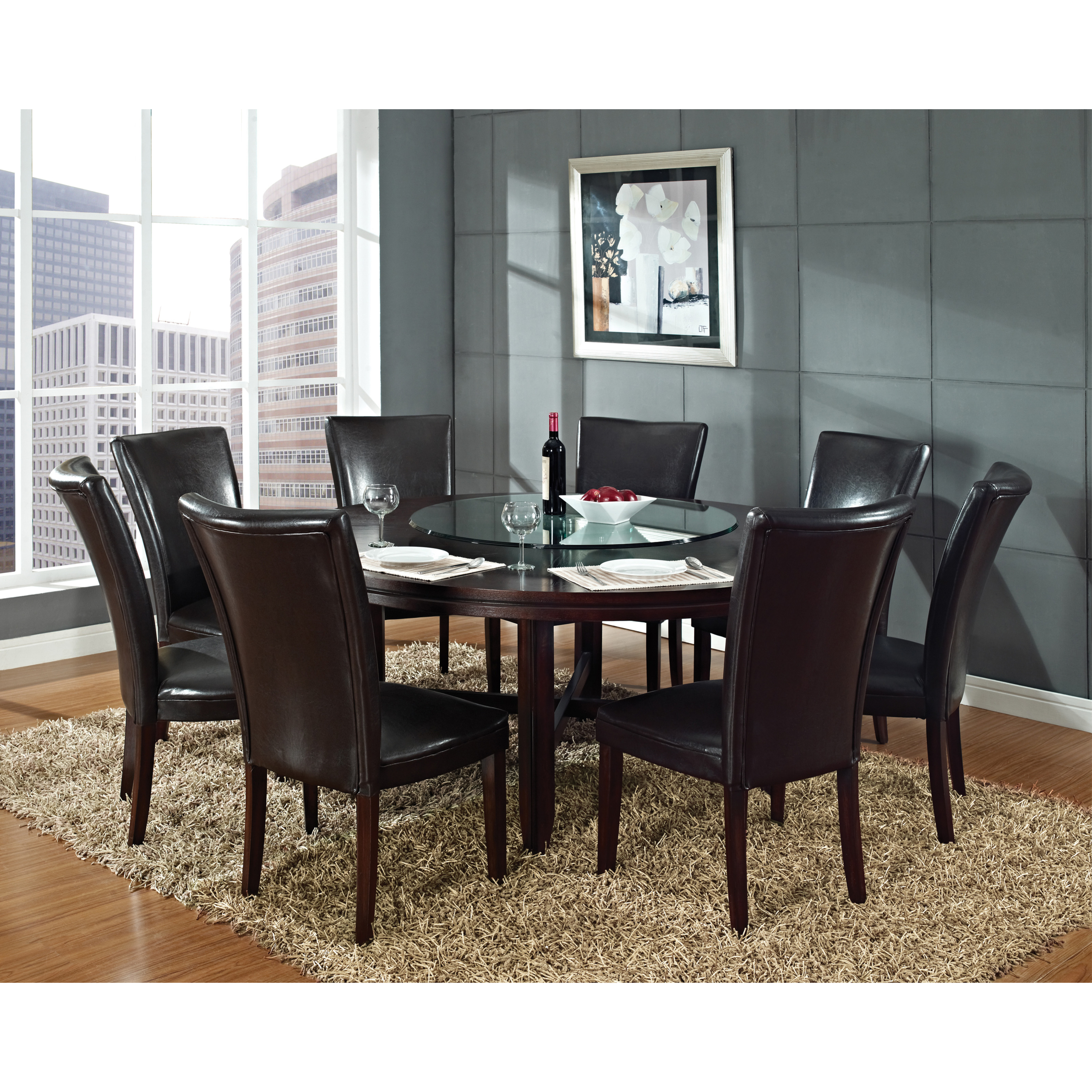 wooden dining table with four chairs