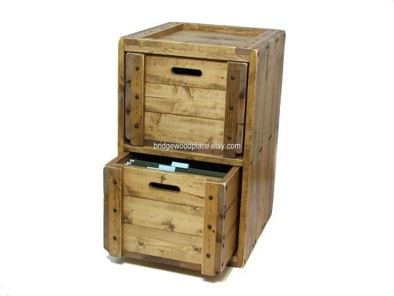 Solid wood file cabinet rustic office
