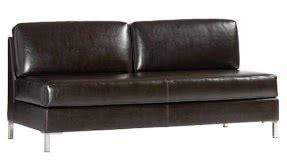 West elm brown leather armless sofa already owned