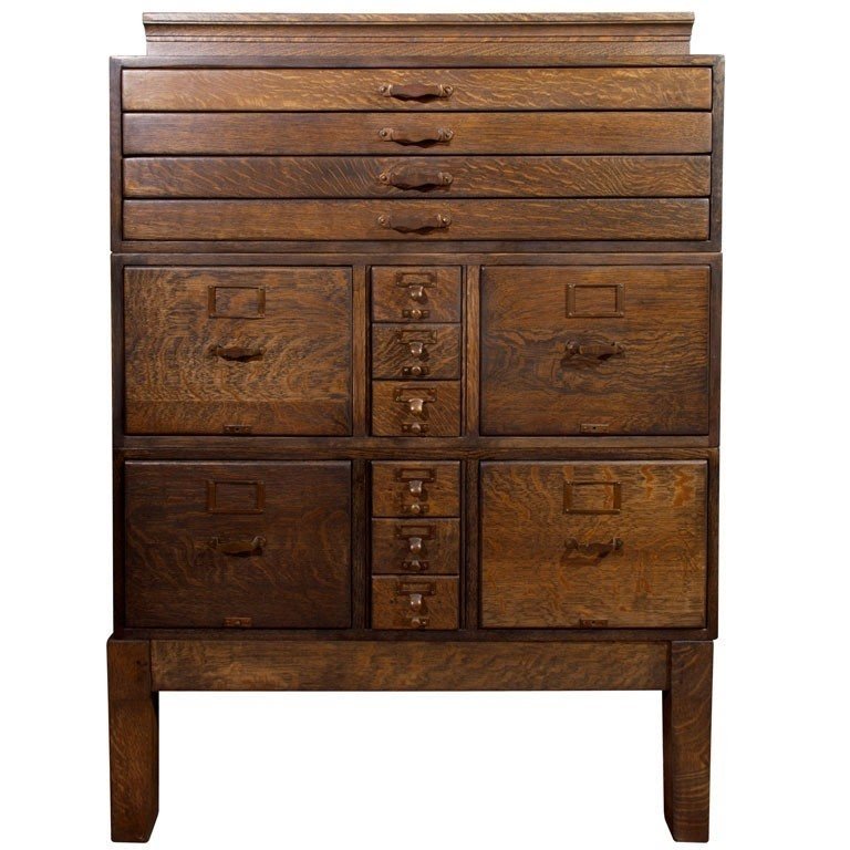 Wooden filing cabinet antique