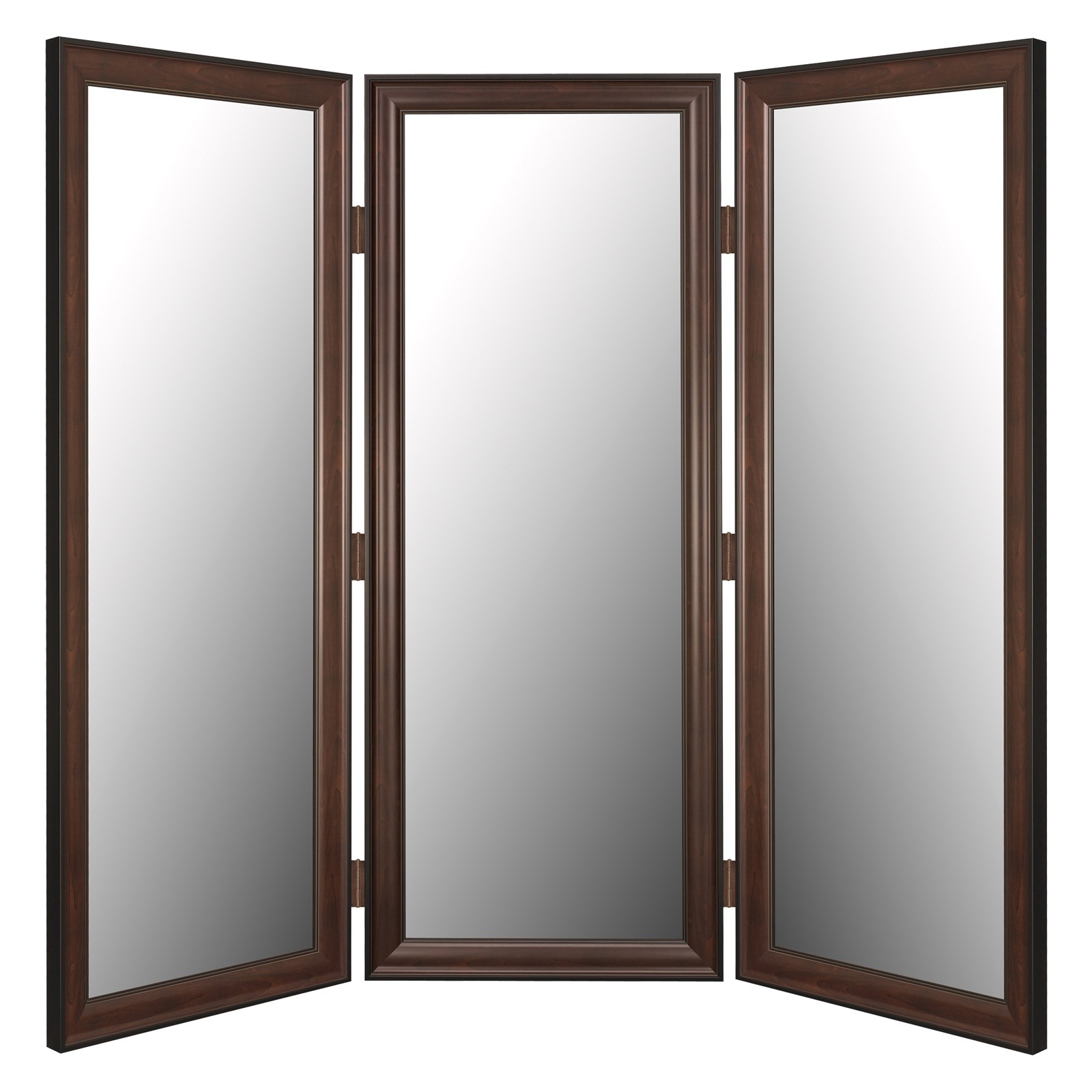 71" x 69" Traditional Mahogany Mirror 3 Panel Room Divider